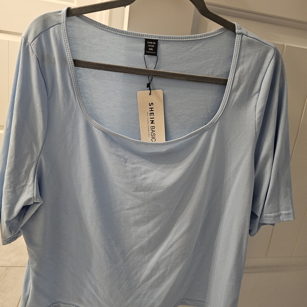 SHEIN Light Blue Short Sleeve Top